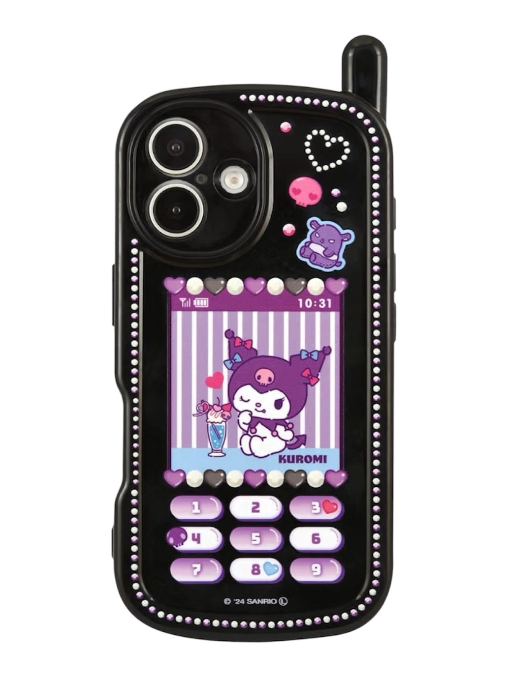 Sanrio Kuromi Black Purple Decorative iPhone 16 Phone Case Japan Exclusive💜✨